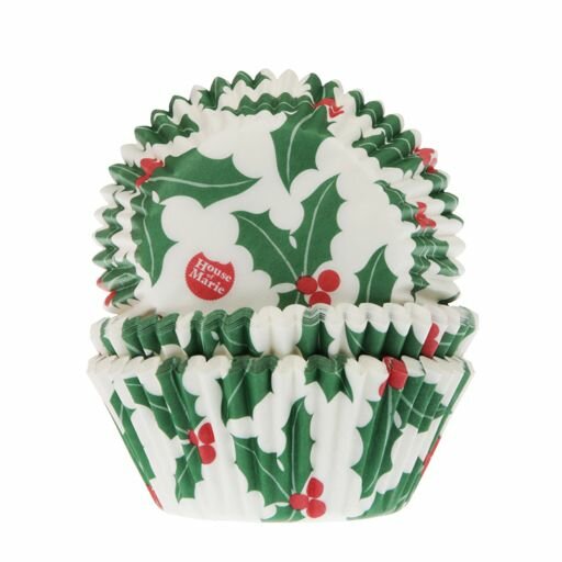 House of Marie Baking Cups Kerst Hulst pk/50