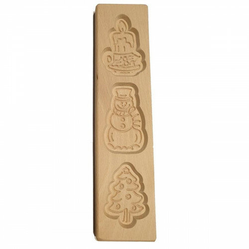 Kerst Speculaasplank Kaars &amp; Sneeuwpop &amp; Kerstboom 30x7,5 cm