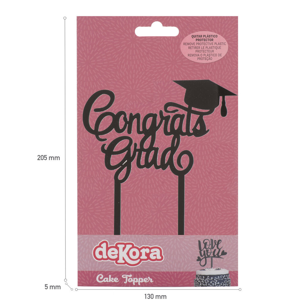 Dekora Geslaagd Taart Topper Zwart 