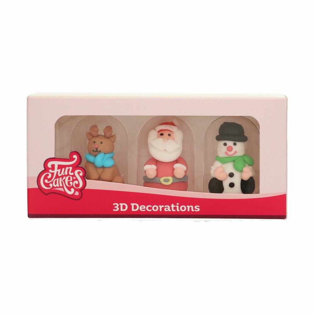 FunCakes Suikerdecoratie 3D Kerstfiguren Set/3