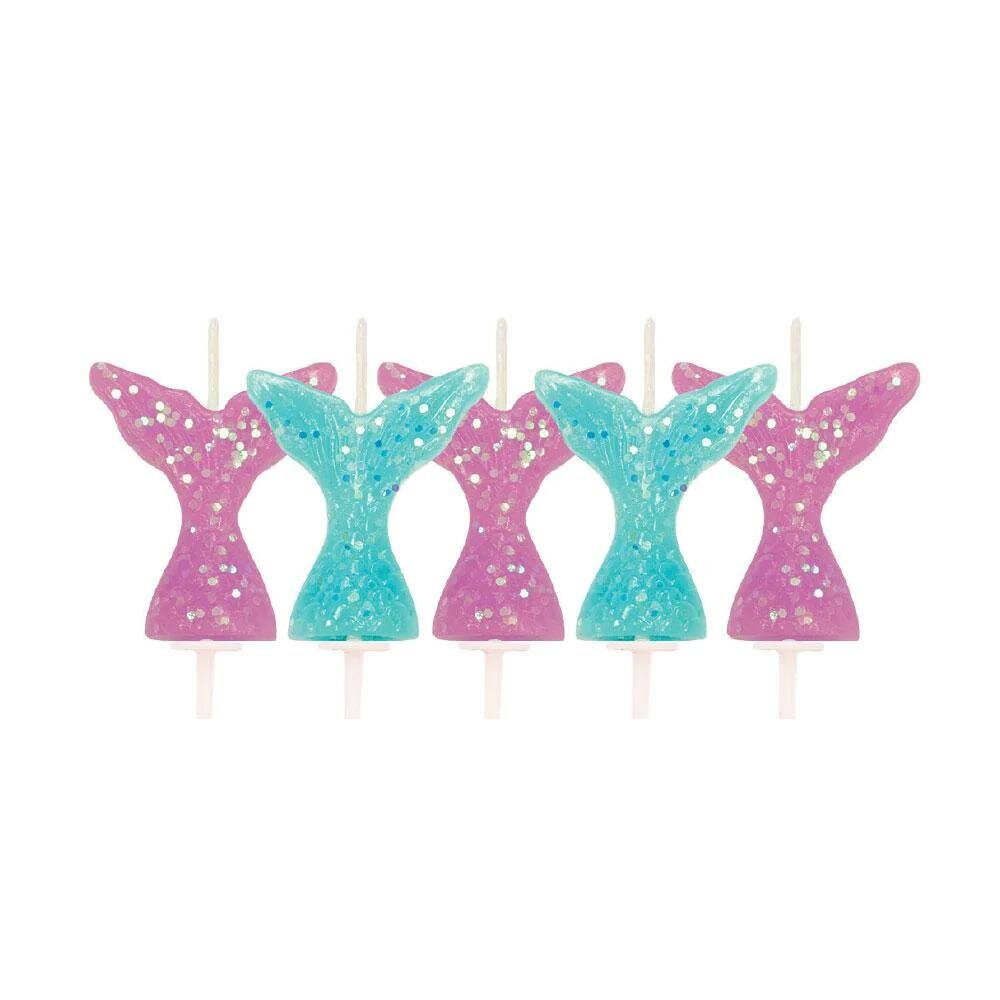 AH Glitter Mermaid Tail Pick Candles pk/5