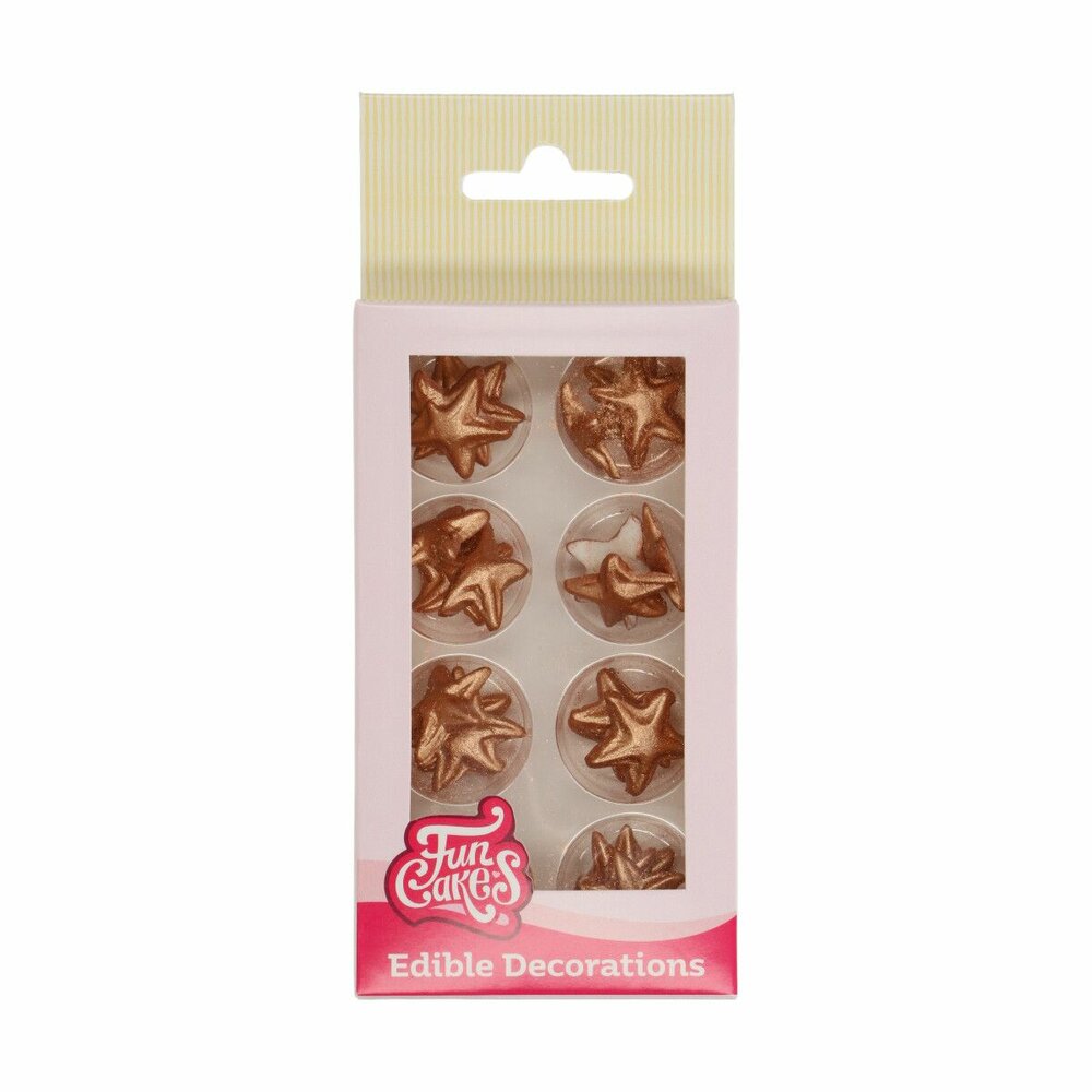 FunCakes Sugar Paste Decorations Stars Bronze Gold Set 24