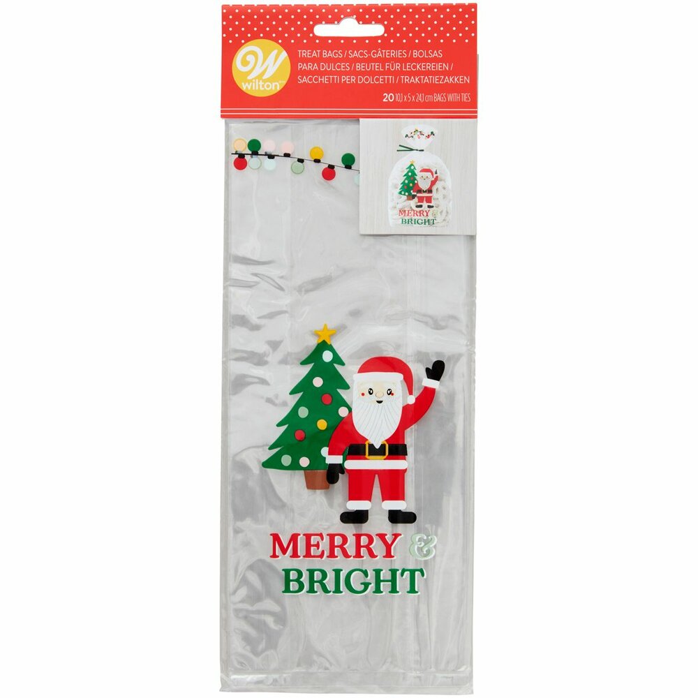 Wilton Traktatiezakjes Kerstman Merry &amp; Bright pk/20