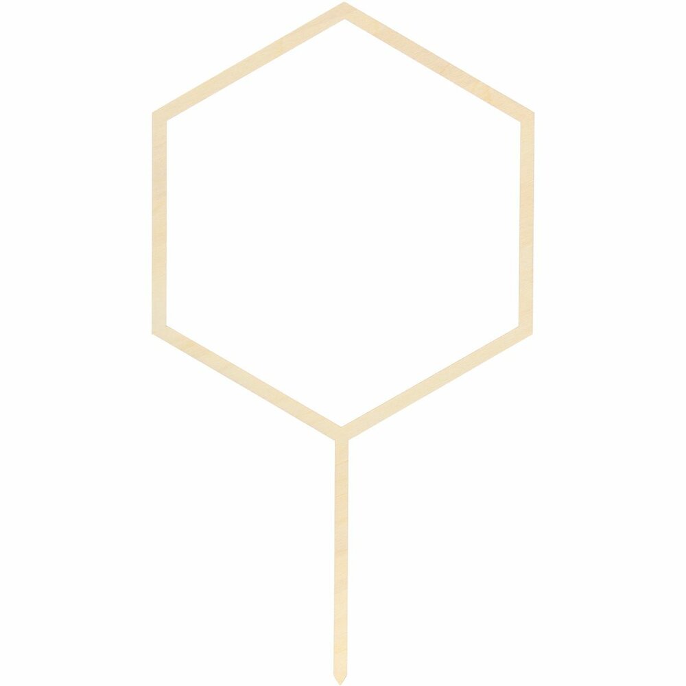 PartyDeco Wooden Cake Topper zeshoek 24 cm