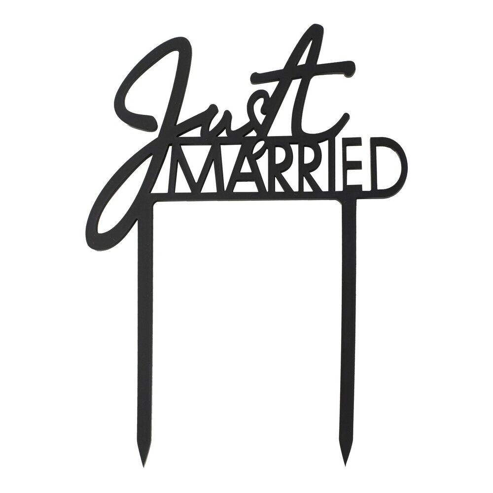 Ginger Ray Black Acrylic Just Married Cake Topper