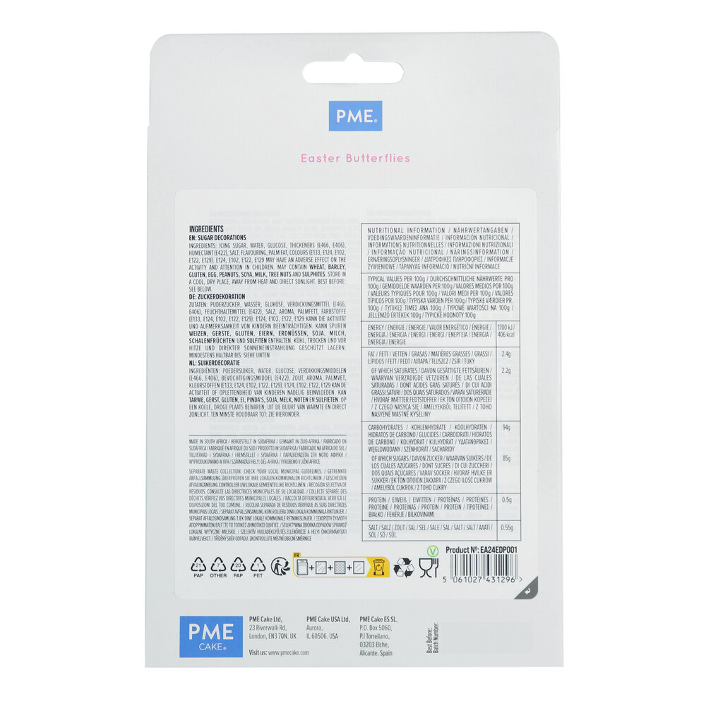 PME Paas Eetbare Cupcake Suikerdecoraties - Vlinders, 12 stuks