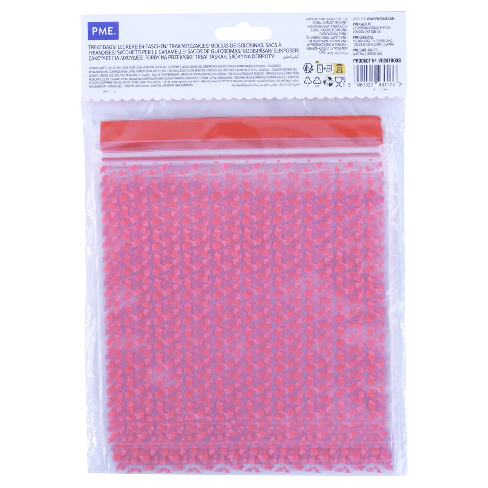 PME Valentijns Feestzakjes - Love Hearts, Vierkant, 20 stuks