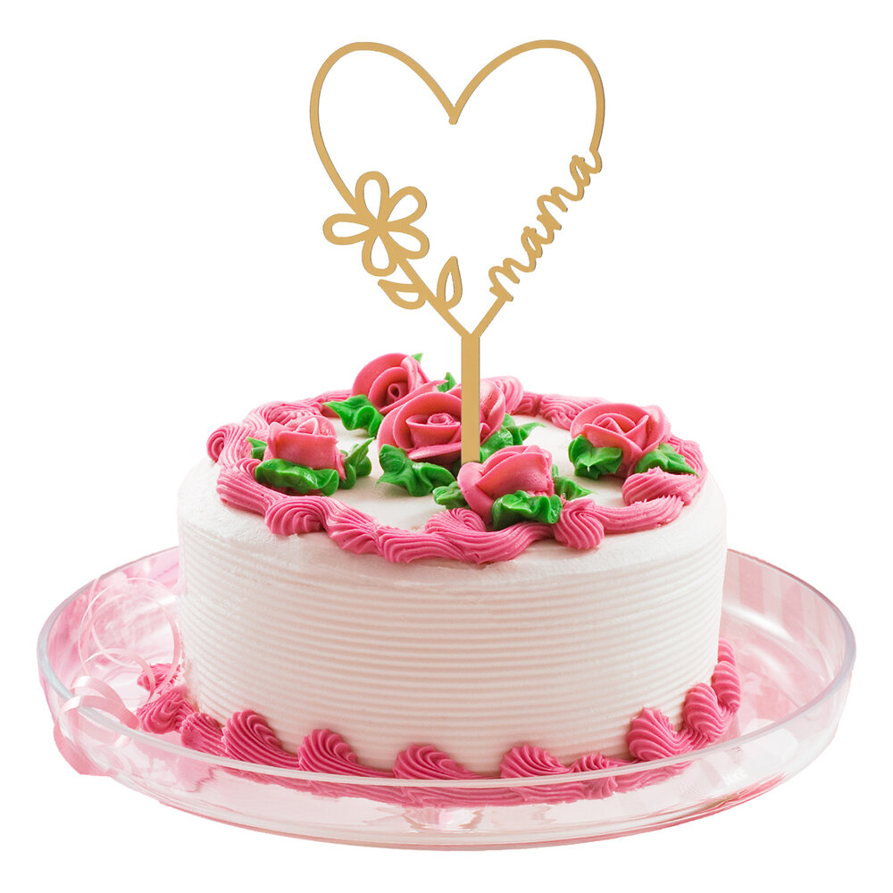 Dekora Cake Topper Gold Mama Heart 16X11cm