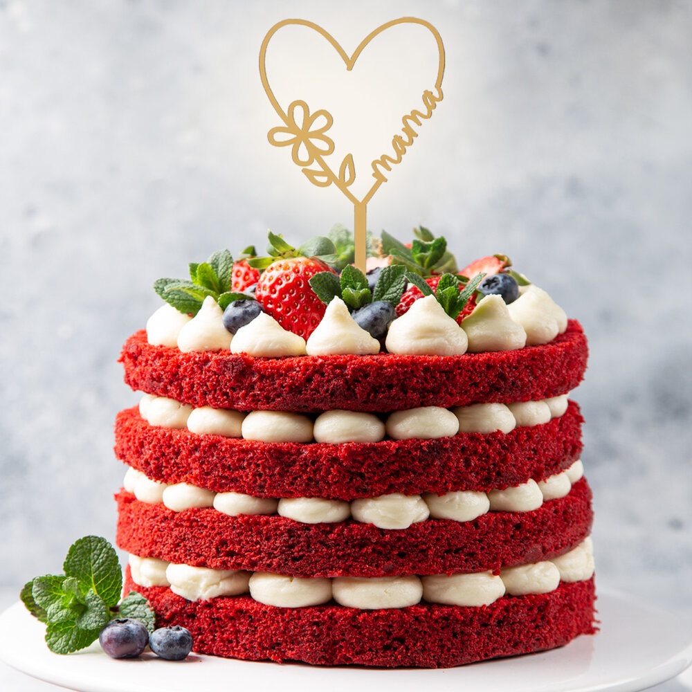 Dekora Cake Topper Gold Mama Heart 16X11cm