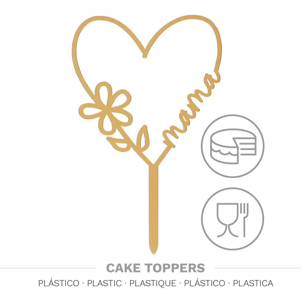 Dekora Cake Topper Gold Mama Heart 16X11cm