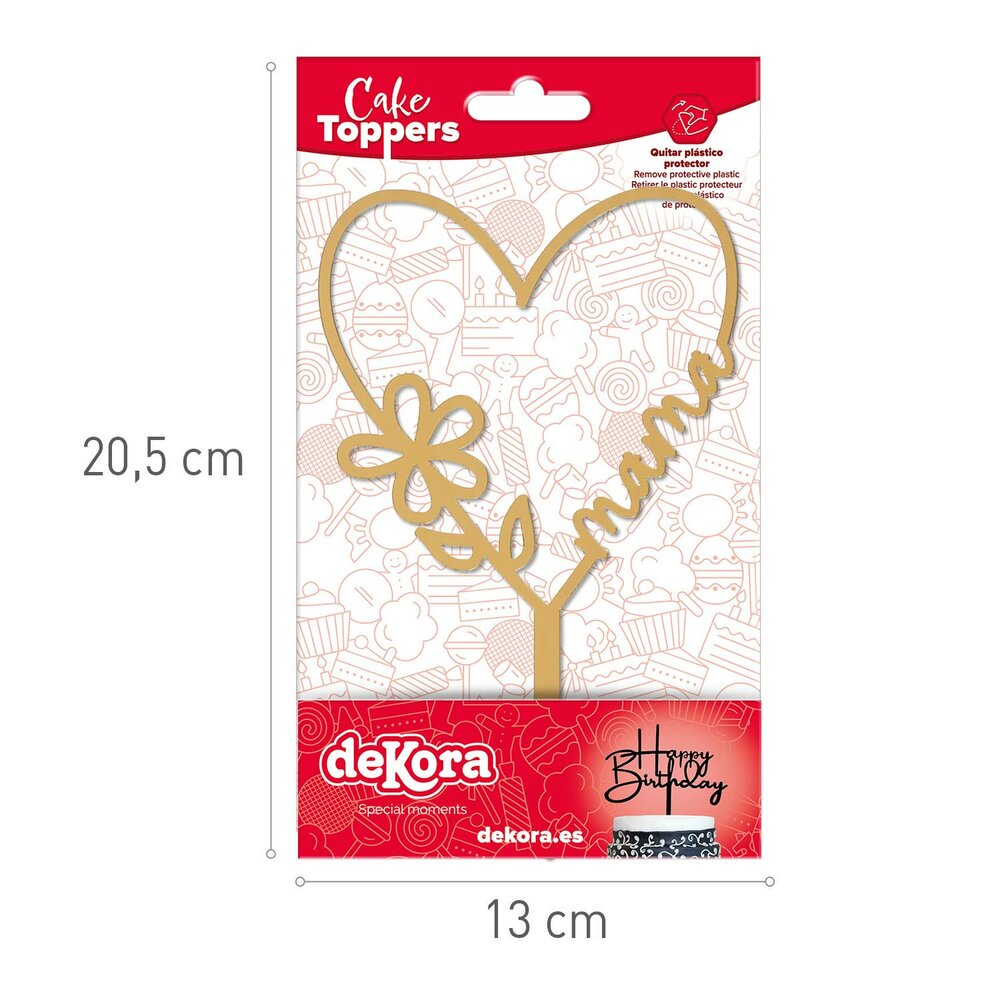 Dekora Cake Topper Gold Mama Heart 16X11cm