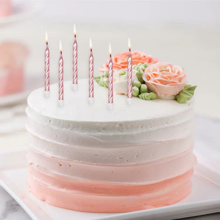 AH Metallic Pink Candles pk/12