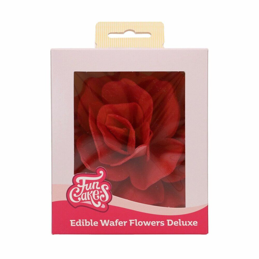 FunCakes Eetbare Papieren Bloemen Deluxe Rose Pastella Rood Groot pk/1