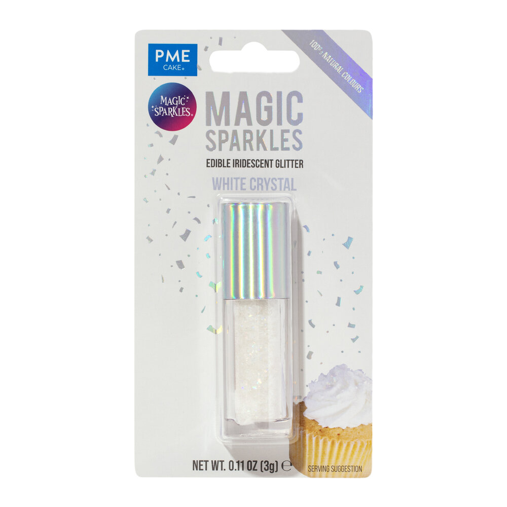 PME Magic Sprinkles, Eetbare Iriserende Glittervlokken &ndash; Wit Kristal (3g)