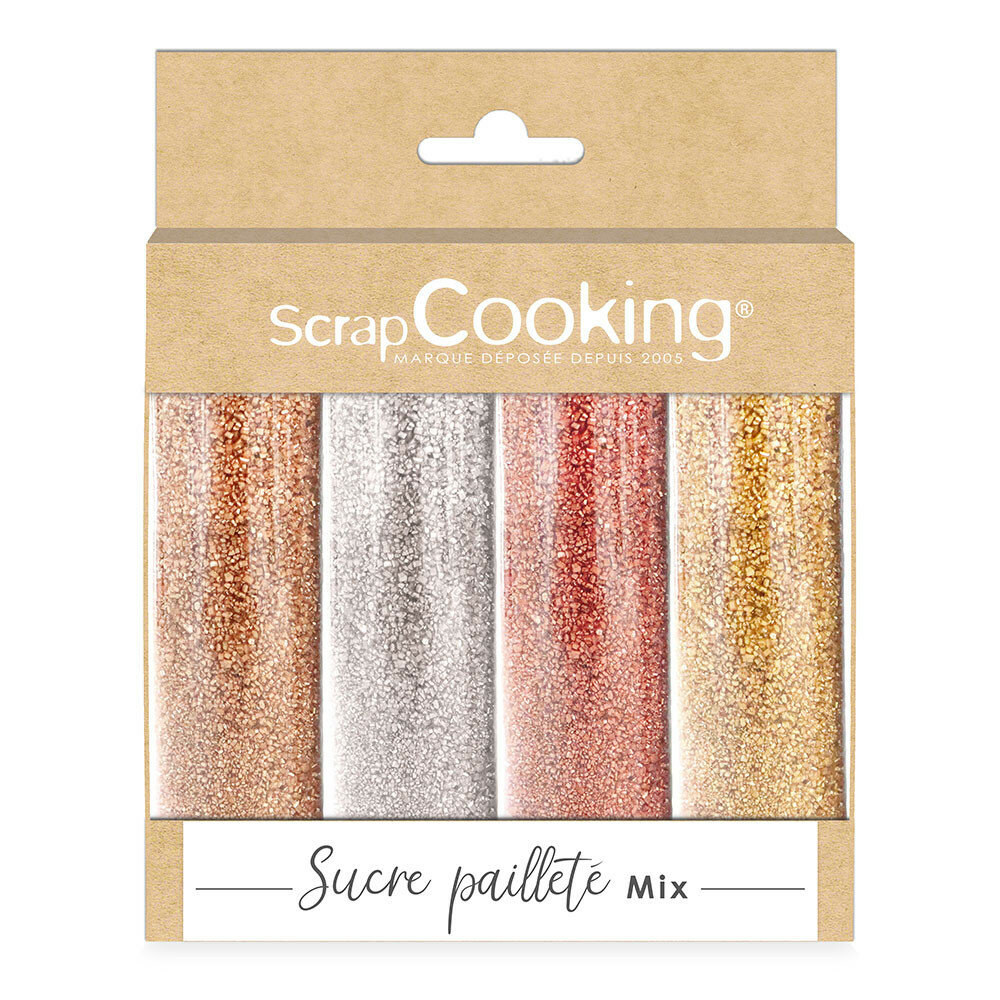 Scrapcooking Eetbare Glitter Suiker Mix Gold, Rose Gold, Silver en Ruby 
