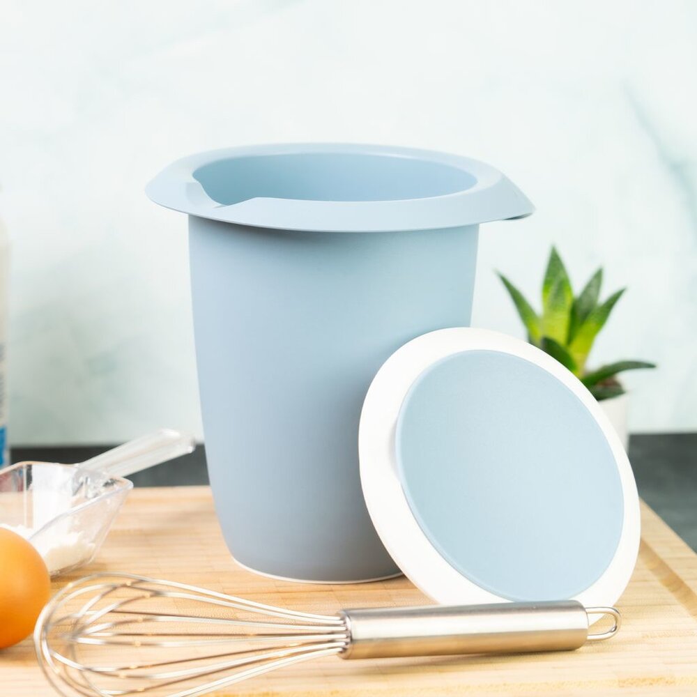 Westmark Mengkom met Tweedelig Deksel &ndash; 1 Liter &ndash; Blauw/Wit