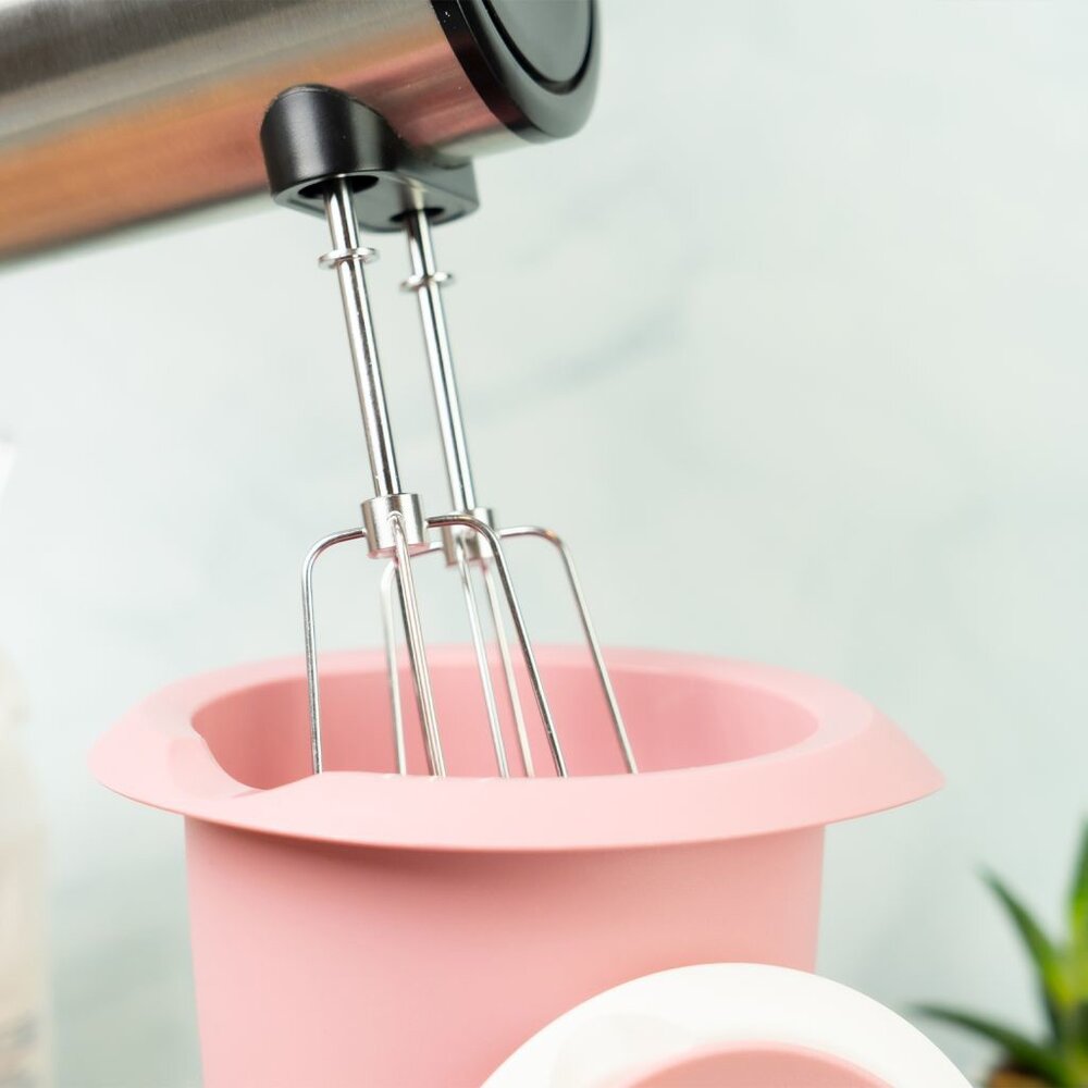 Westmark Mengkom met Tweedelig Deksel &ndash; 1 Liter &ndash; Roze/Wit