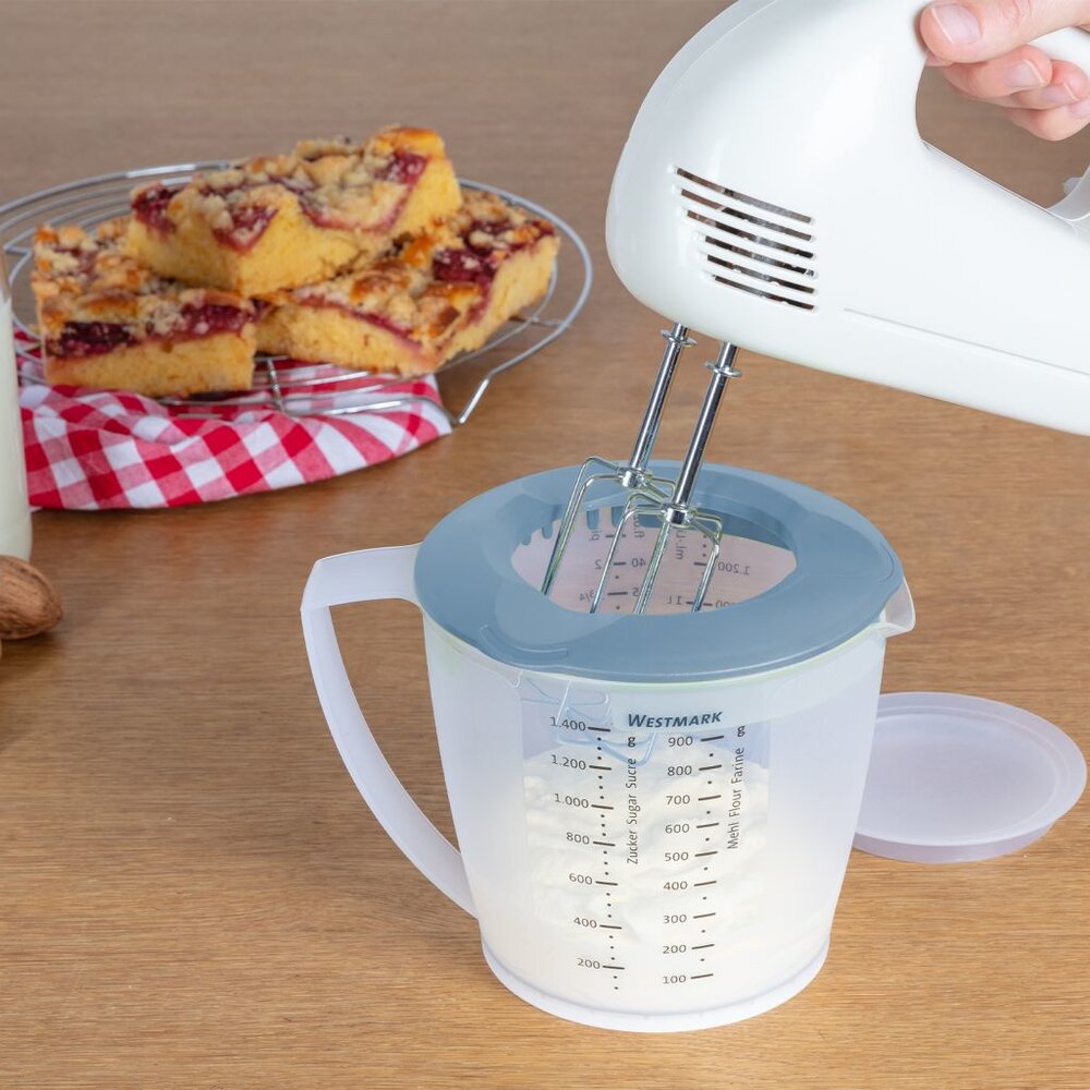 Westmark Mengbeker met deksel - Helena - 1,4 l, blauw/wit