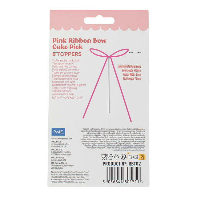 PME Lintstrik Taarttoppers &ndash; Roze 8/st