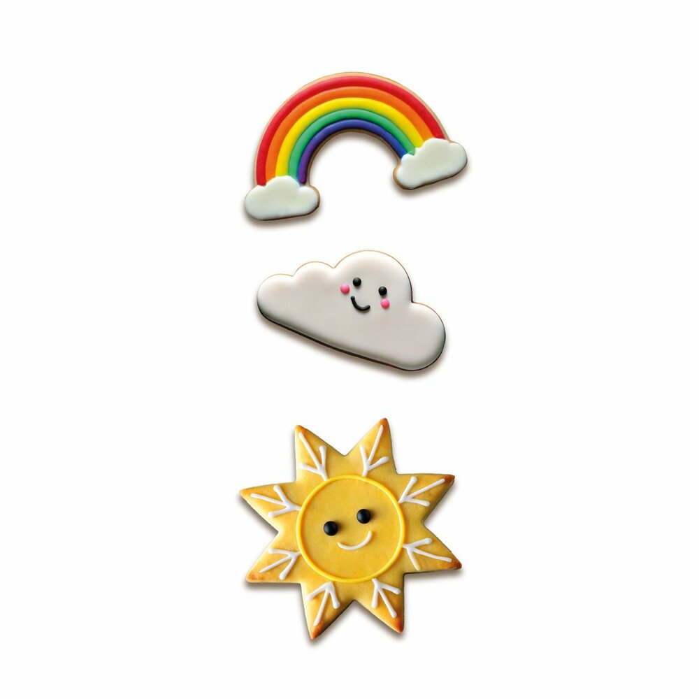Wilton Koekjesuitsteker Regenboog - Wolk - Zon set/3