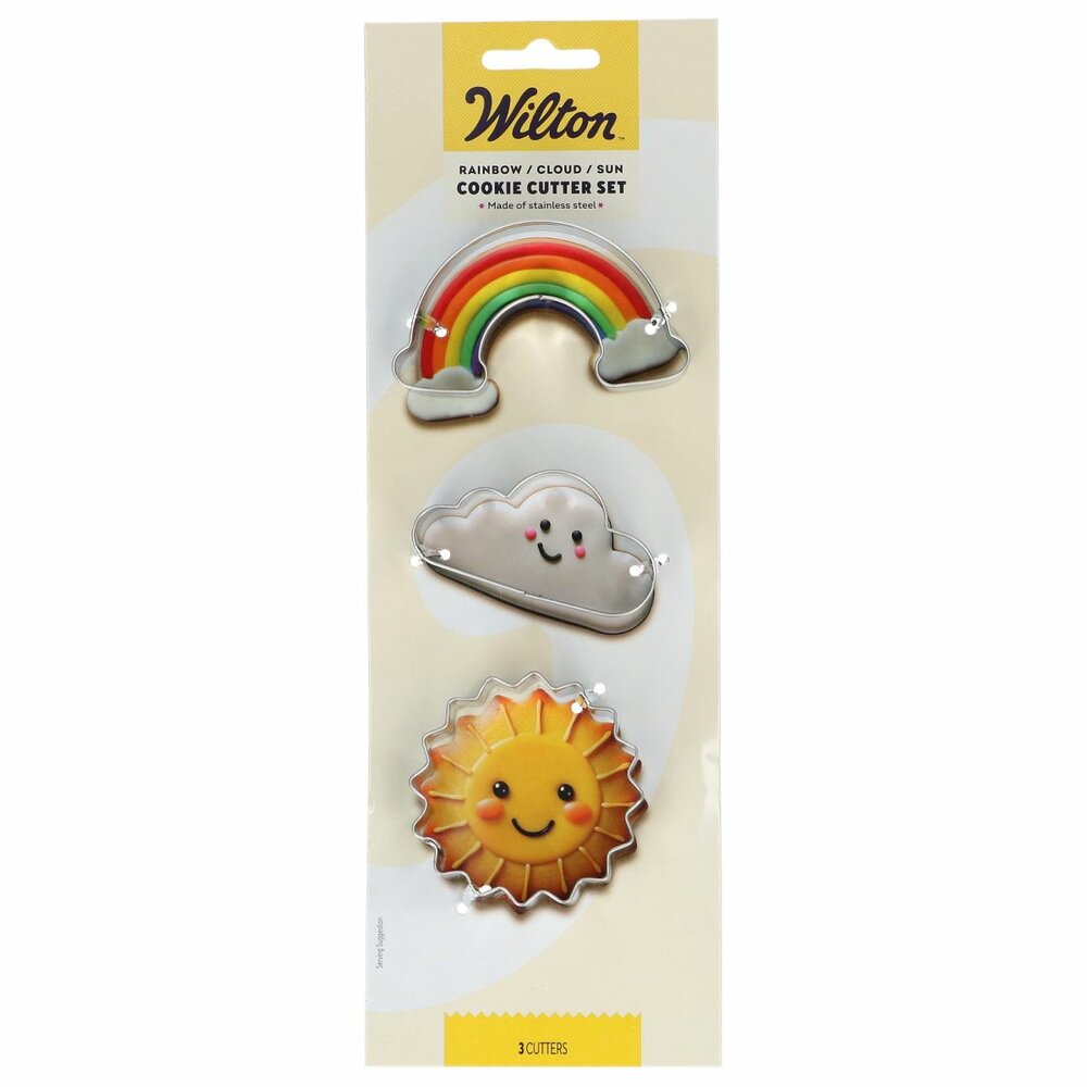 Wilton Koekjesuitsteker Regenboog - Wolk - Zon set/3
