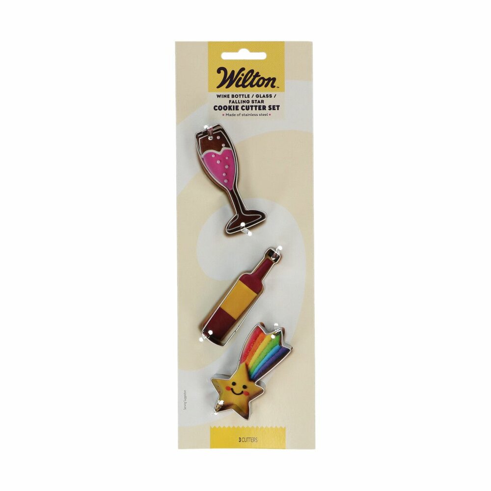 Wilton Koekjesuitsteker Wijnfles - Glas - Vallende Ster set/3