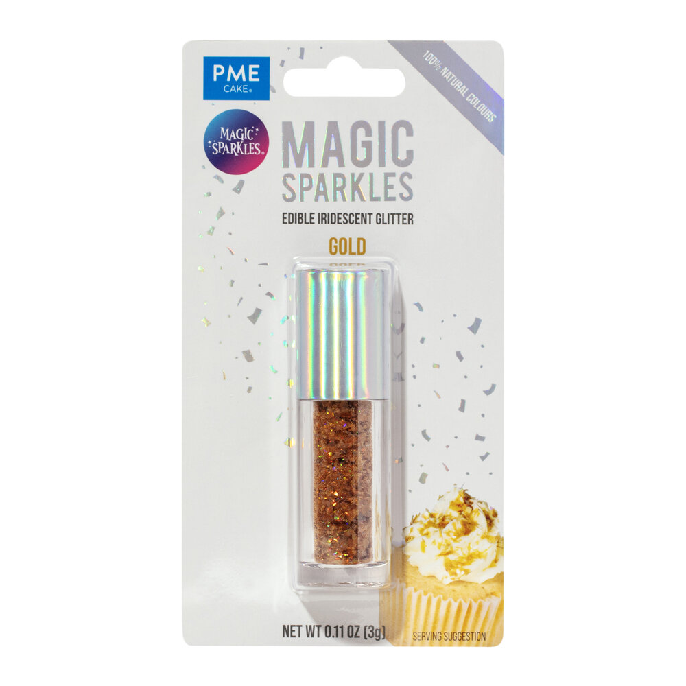 PME Magic Sprinkles, Eetbare Iriserende Glittervlokken &ndash; Goud (3g)