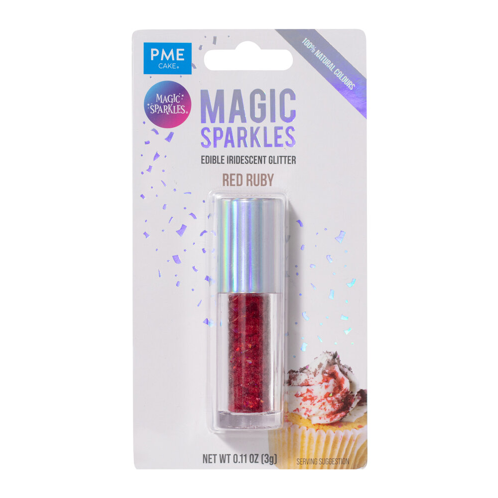PME Magic Sprinkles &ndash; Eetbare Iriserende Glittervlokken Robijnrood (3g)