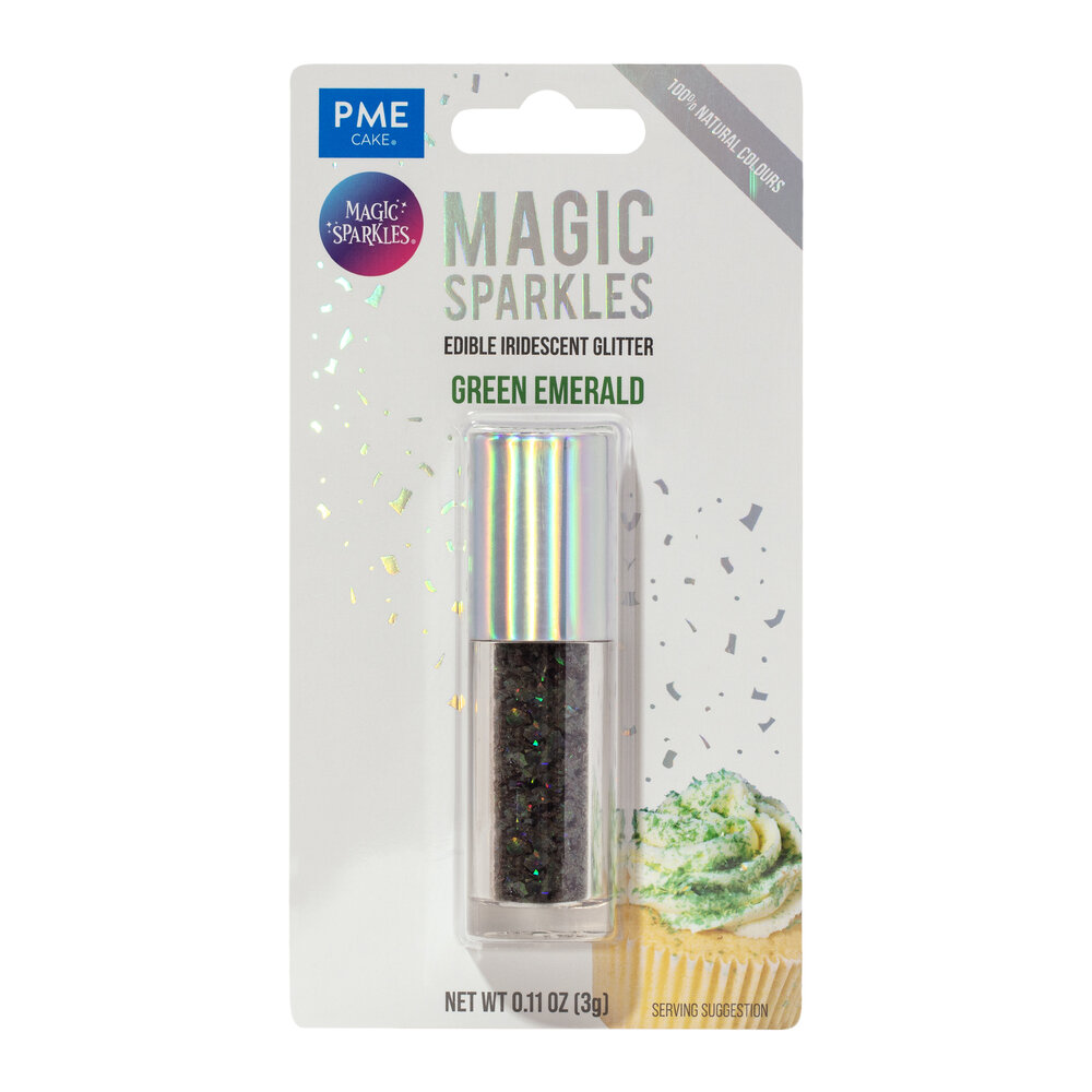 PME Magic Sprinkles &ndash; Eetbare Iriserende Glittervlokken Smaragdgroen (3g)