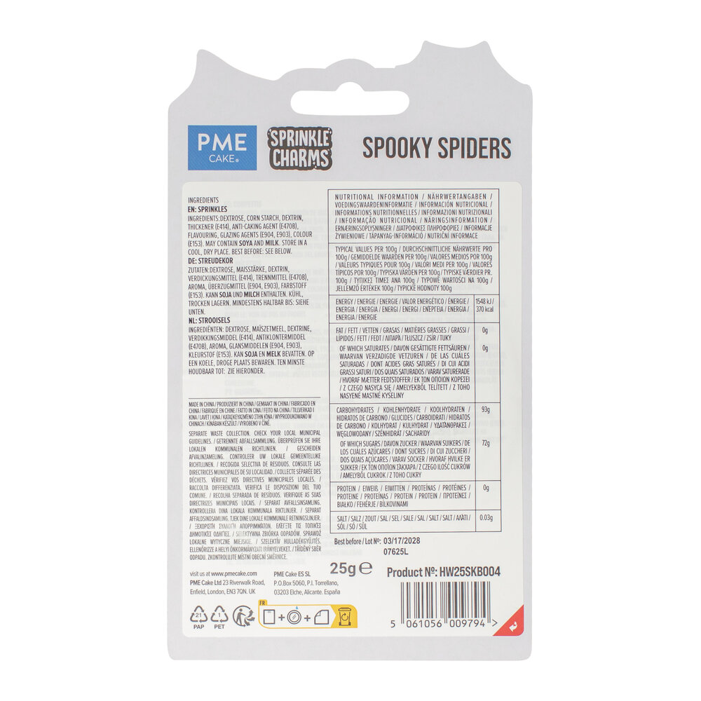PME Halloween Charm Strooisels &ndash; Spinnen (25g)