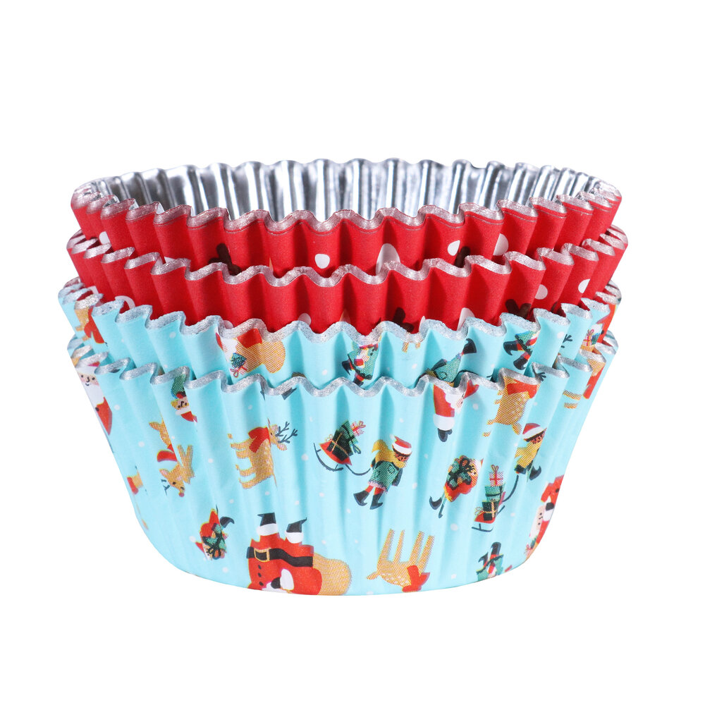 PME Kerst Cupcakevormpjes met Folievoering &ndash; Kerstman &amp; Rudolph &ndash; 60 stuks
