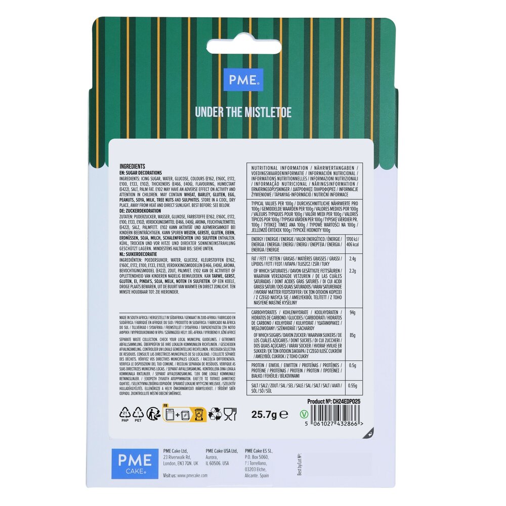 PME Kerst Eetbare Suikerdecoraties &ndash; Onder de Mistletoe (12 stuks)