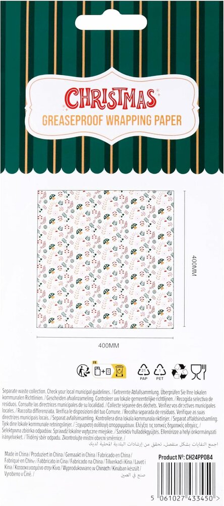 PME 12 Vellen Inpak Bakpapier voor Kerst - Peperkoekman