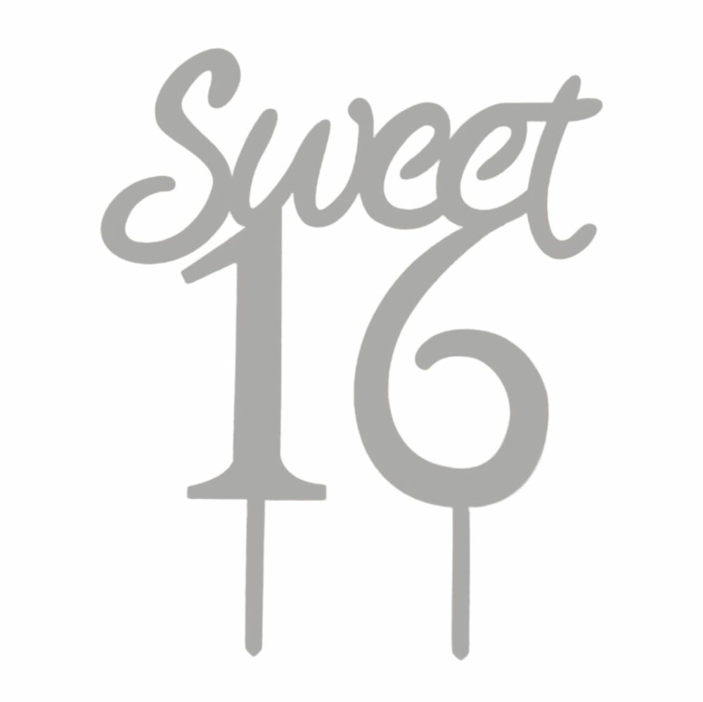 Tasty Me Cake topper sweet 16 - zilver
