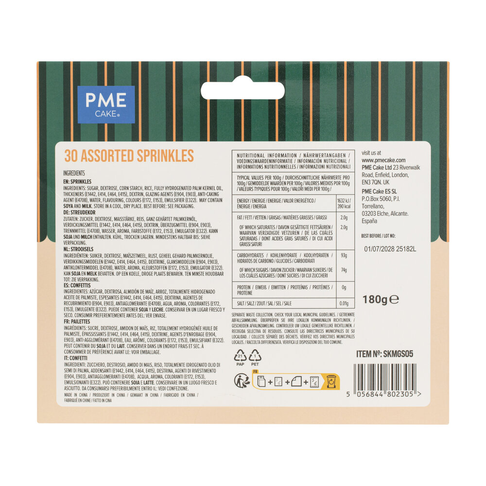 PME 30-pack assorti sprinkels &ndash; Metallic 180g