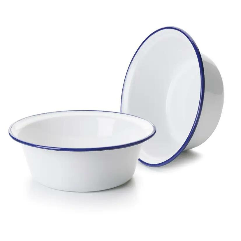 Ibili Emaille Conische Schaal / Mengkom 24 cm &ndash; Blauwe Rand  