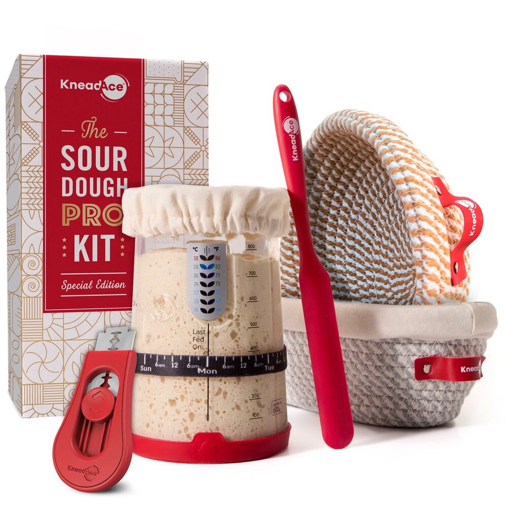 KneadAce&reg; PRO Zuurdesem Kit &ndash; 1L Pot, Rijsmanden &amp; Broodlame