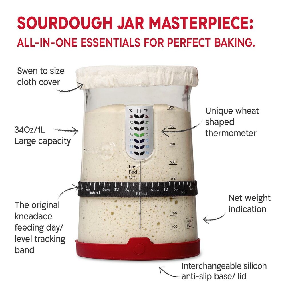 KneadAce&reg; PRO Zuurdesem Kit &ndash; 1L Pot, Rijsmanden &amp; Broodlame