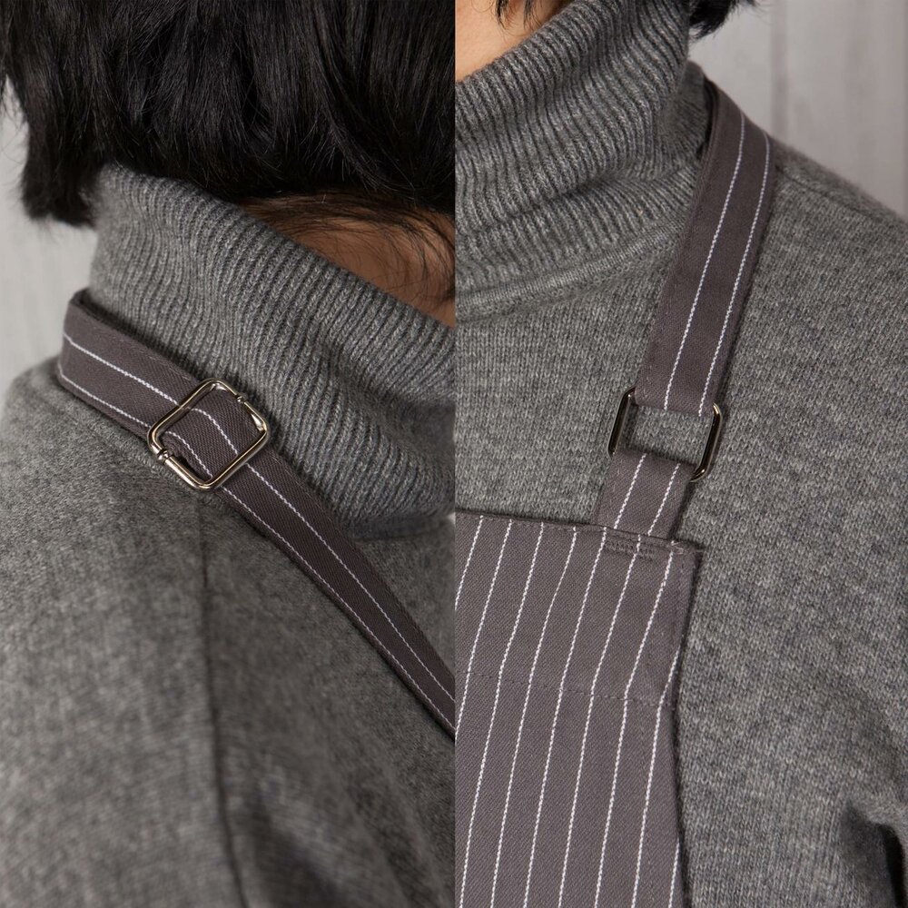 Danica Brands Tablier de Chef Gris Granit &agrave; Rayures Craie