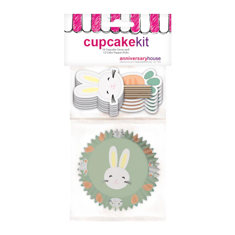 Hoppy Easter Bunny &amp; Carrots Cupcake Kit &ndash; Pack of 28