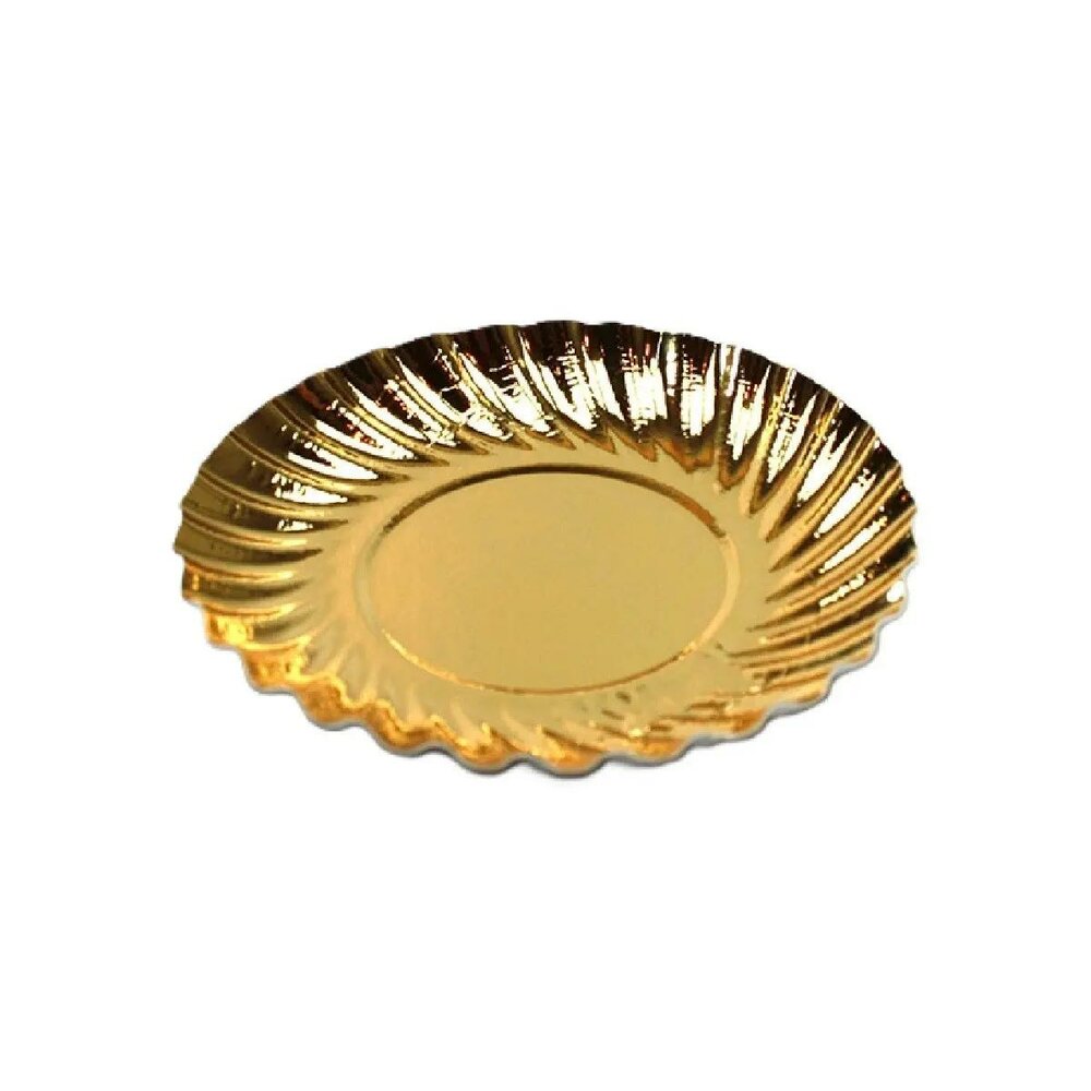 Rundes Goldenes Geb&auml;cksch&auml;lchen mit Riffelrand &Oslash;8,8 cm &ndash; 25 St&uuml;ck