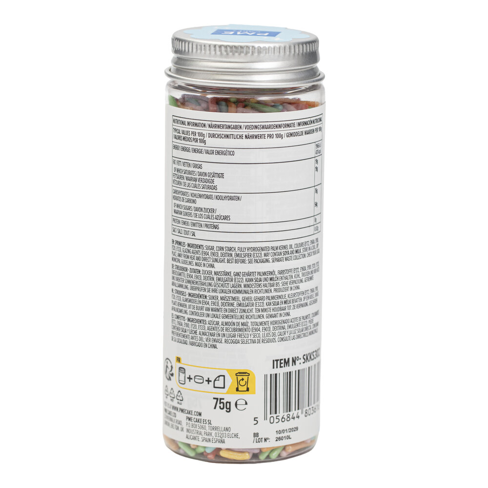 PME Vermicelles D&eacute;coratifs &ndash; Arc‑en‑ciel Pastel 75 g