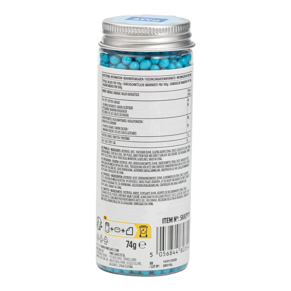 PME Kuchen 4mm Zuckerperlen &ndash; Babyblau 74 g