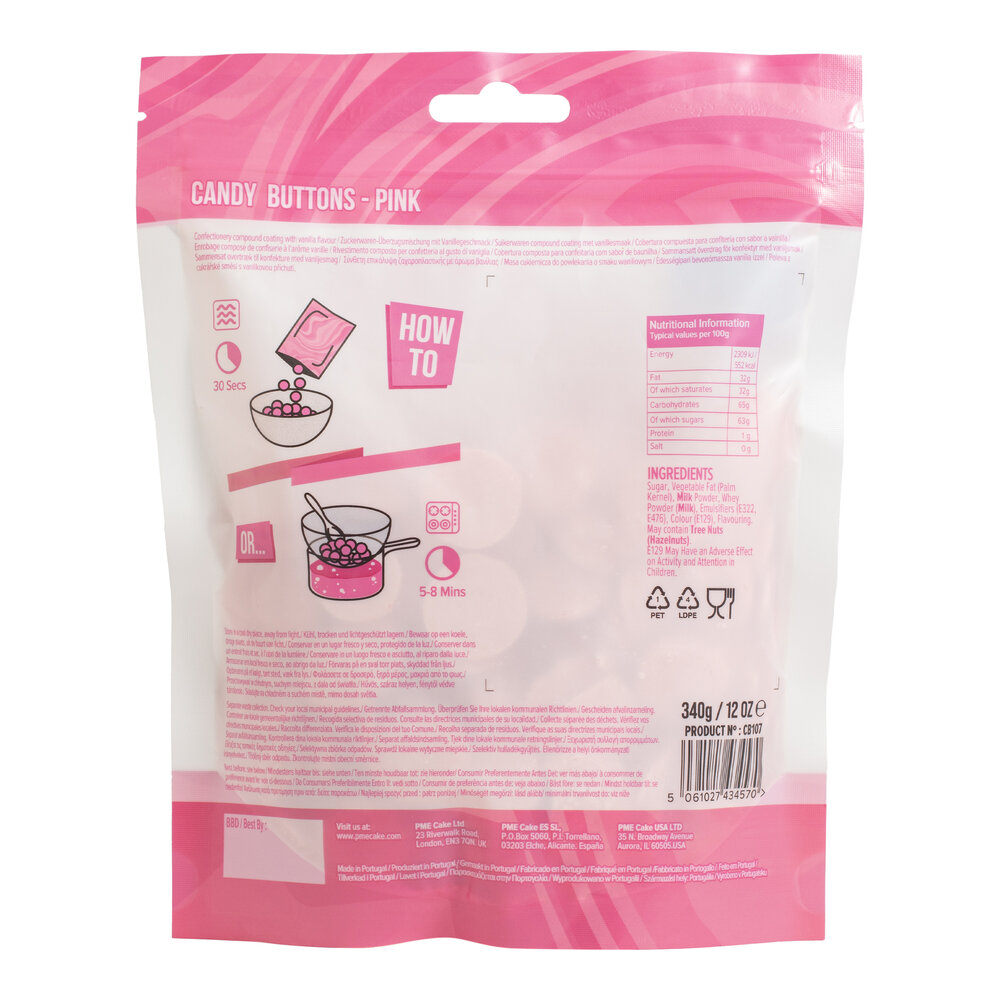 PME Candy Buttons &ndash; Rosa 340 g