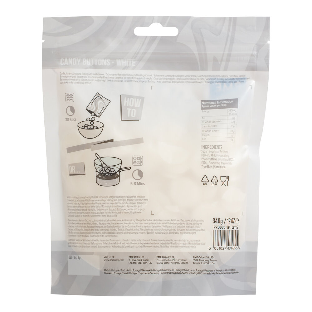 PME Candy Buttons &ndash; Wei&szlig; 340 g
