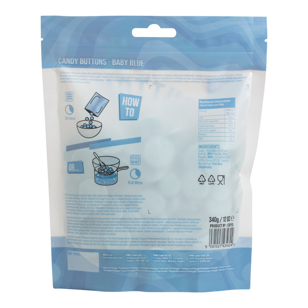 PME Candy Buttons &ndash; Babyblau 340 g