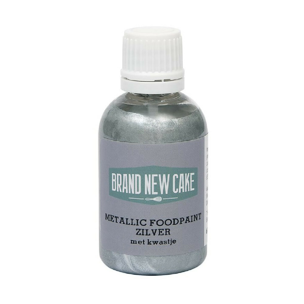 BrandNewCake Metallic Food Paint Silver with Brush 60 g