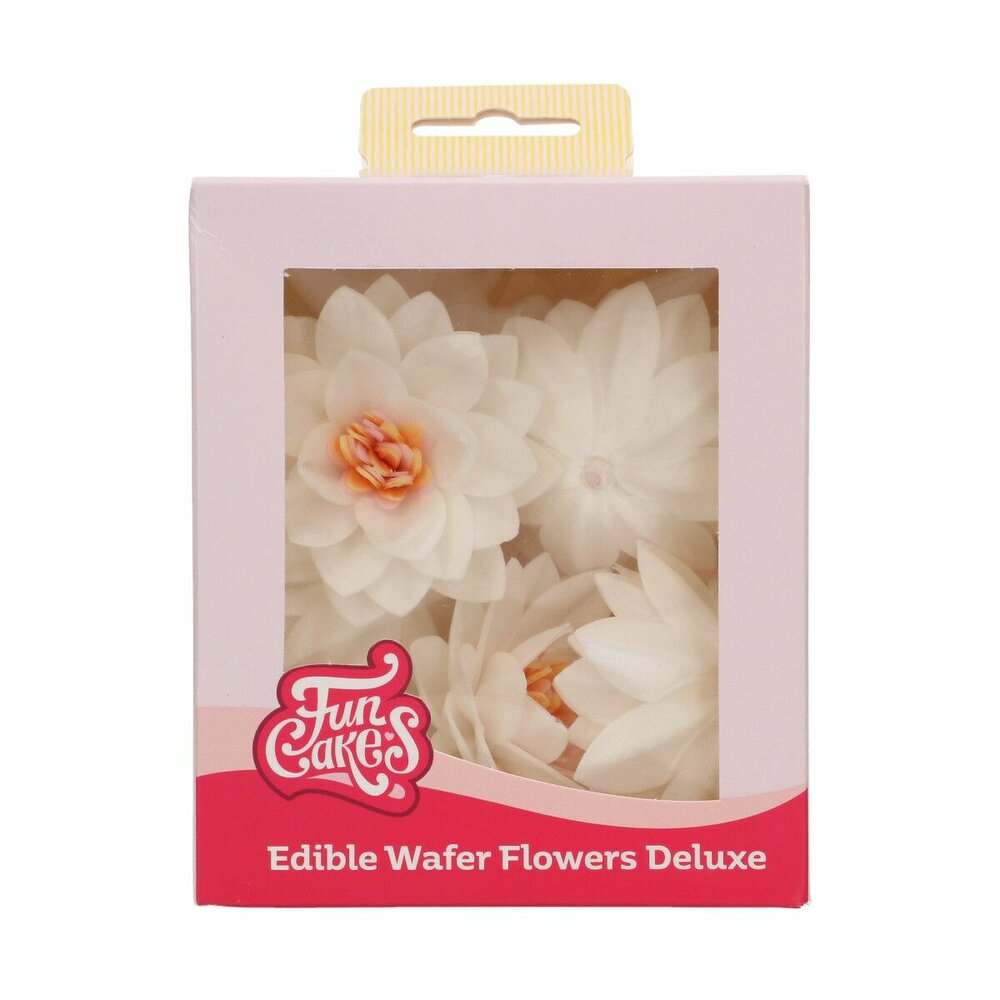  FunCakes Edible Wafer Flowers Deluxe Lotus White Medium pk/10