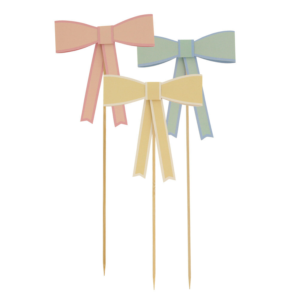 Meri Meri Pastel Bow Cake Toppers &ndash; Pack of 3