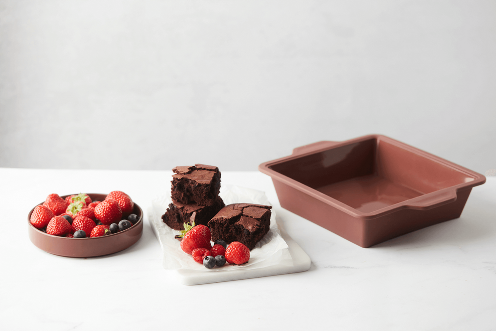 Point-Virgule Square Cake Pan Vintage Maroon 20cm